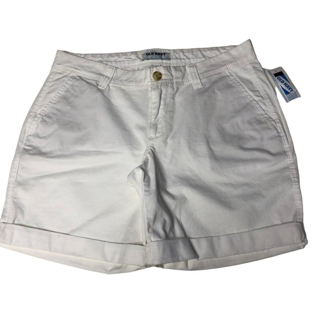 OLD NAVY white cuffed chino stretch shorts size 4 NEW WITH TAG‎